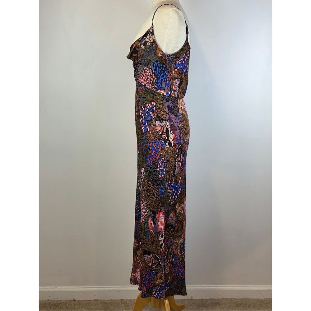 Anthropologie Sz M The Elyse Slip Dress Floral Cowl Neck Midi Multicolor - Picture 3 of 12